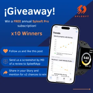 Spleeft Pro, Entrenamiento de fuerza, entrenamiento basado en la velocidad, vbt, Apple Health, Fitness App, Regalo, Gratis